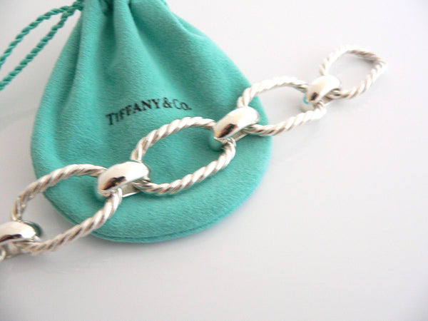 Tiffany & Co Cable Rope Oval Link Bracelet Bangle Silver Love Gift Pouch Classic