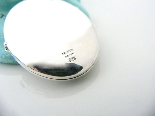 Tiffany & Co Silver Large Oval Locket Necklace Pendant 34 Inch Long Bead Chain XL Gift Love