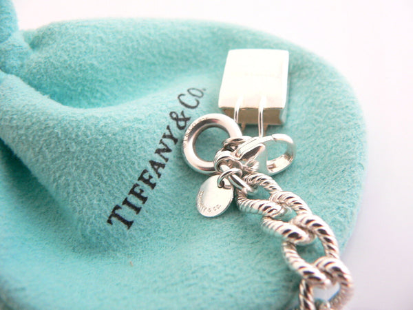 Tiffany & Co Silver Shopping Bag Bracelet Cable Link 7.5 Inch Jewelry Gift 925