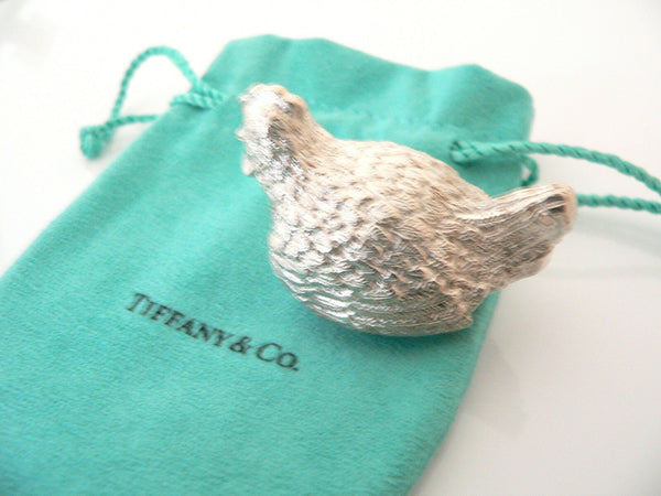 Tiffany & Co Silver  Chicken Pet Pill Box Case Container Rare Gift Pouch