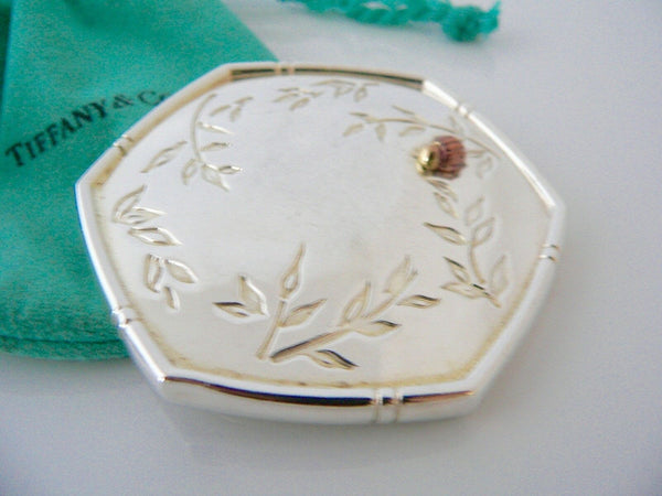 Tiffany & Co Silver Gold Bamboo Nature Ladybug Bug Mirror Compact Gift Love Art