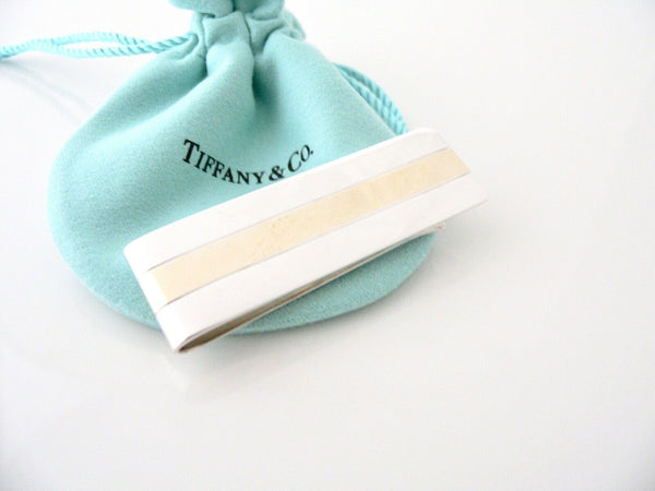 Tiffany & Co Silver 18K Gold Stripe Money Clip Holder Rare Pouch Man Anniversary