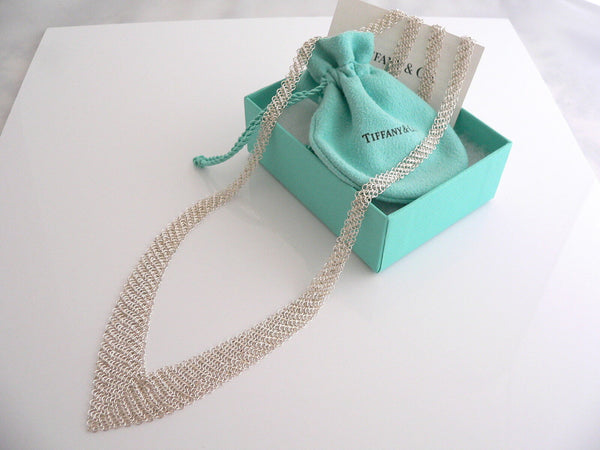 Tiffany & Co Silver Peretti Mesh Bib Necklace 25.75 inch Chain Love Gift Pouch