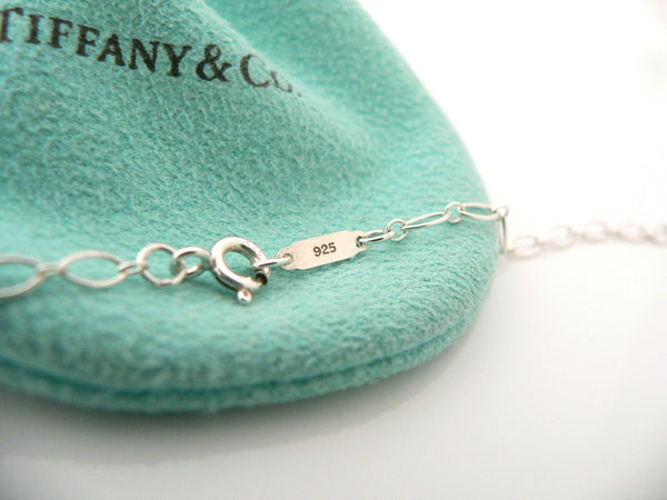 Tiffany Co Silver Crown Key Necklace Pendant 24 inch Oval Link Chain Gift Pouch