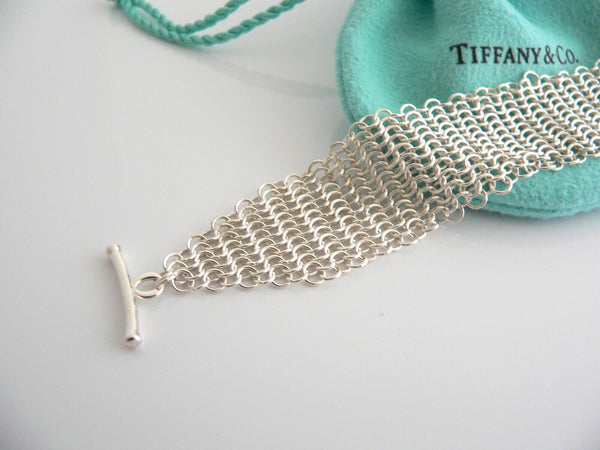 Tiffany & Co Silver Peretti Sevillana Circle Mesh Bracelet Bangle Gift Pouch