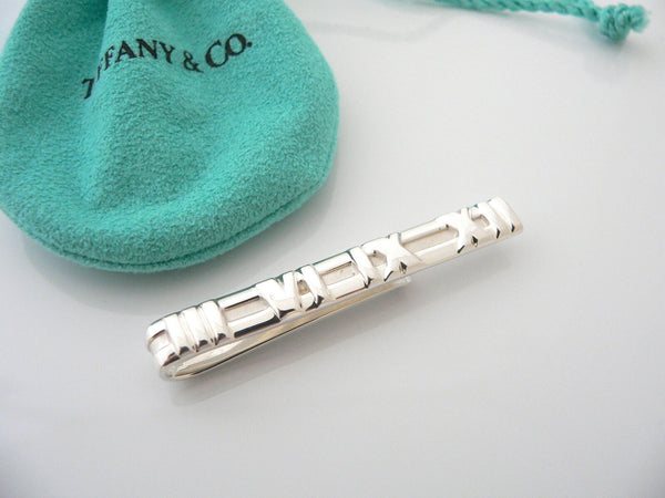 Tiffany & Co Atlas Roman Numeral Tie Money Clip Classic T Co Love Gift Pouch Man