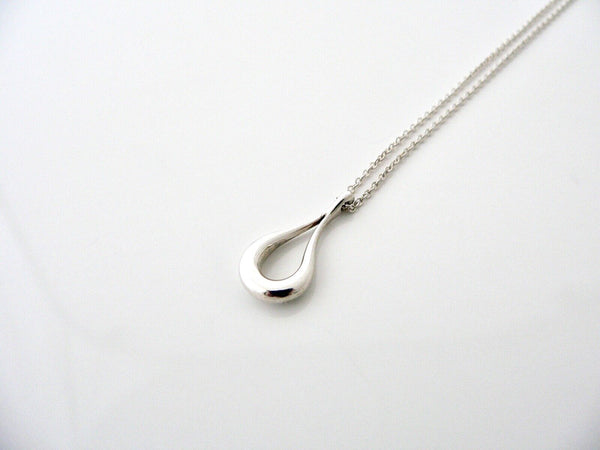 Tiffany & Co Silver Peretti Open Tear Teardrop Necklace 18 Inch Chain Gift Love