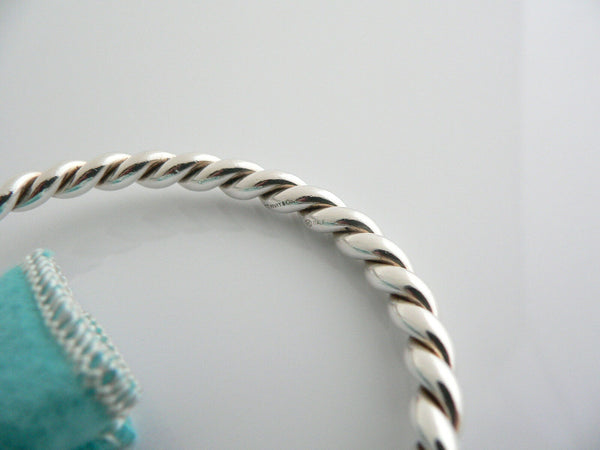 Tiffany & Co Silver Twist Twirl Bangle Bracelet Stackable Gift Pouch Love T Co