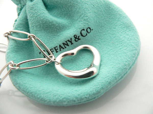 Tiffany & Co Peretti Silver Open Heart Bracelet Bangle Link Chain Gift Pouch