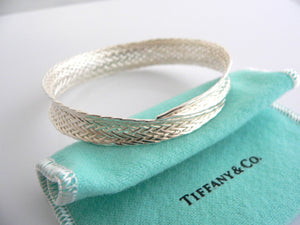 Tiffany & Co Leaf Bracelet Bangle Basket Weave Cuff Bangle Love Gift Pouch Cool