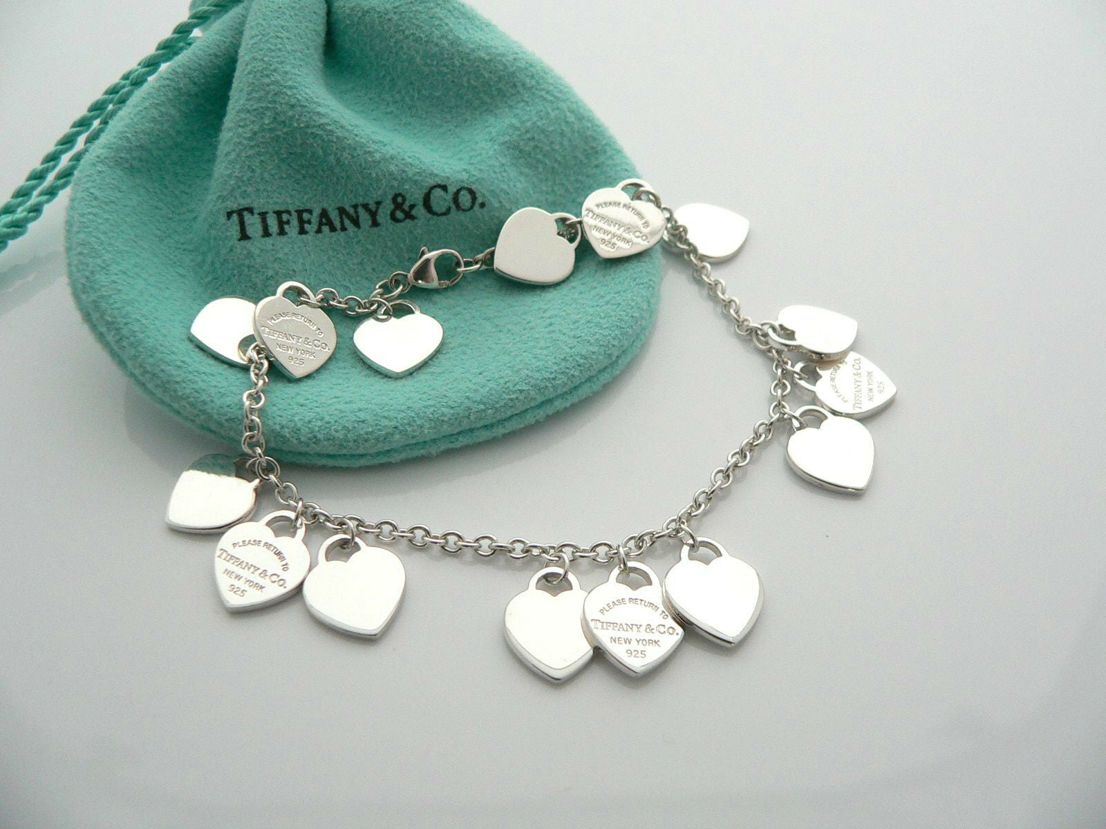 Tiffany & Co Hearts Dangle Bracelet Bangle Link Silver Return To Tiffany Love