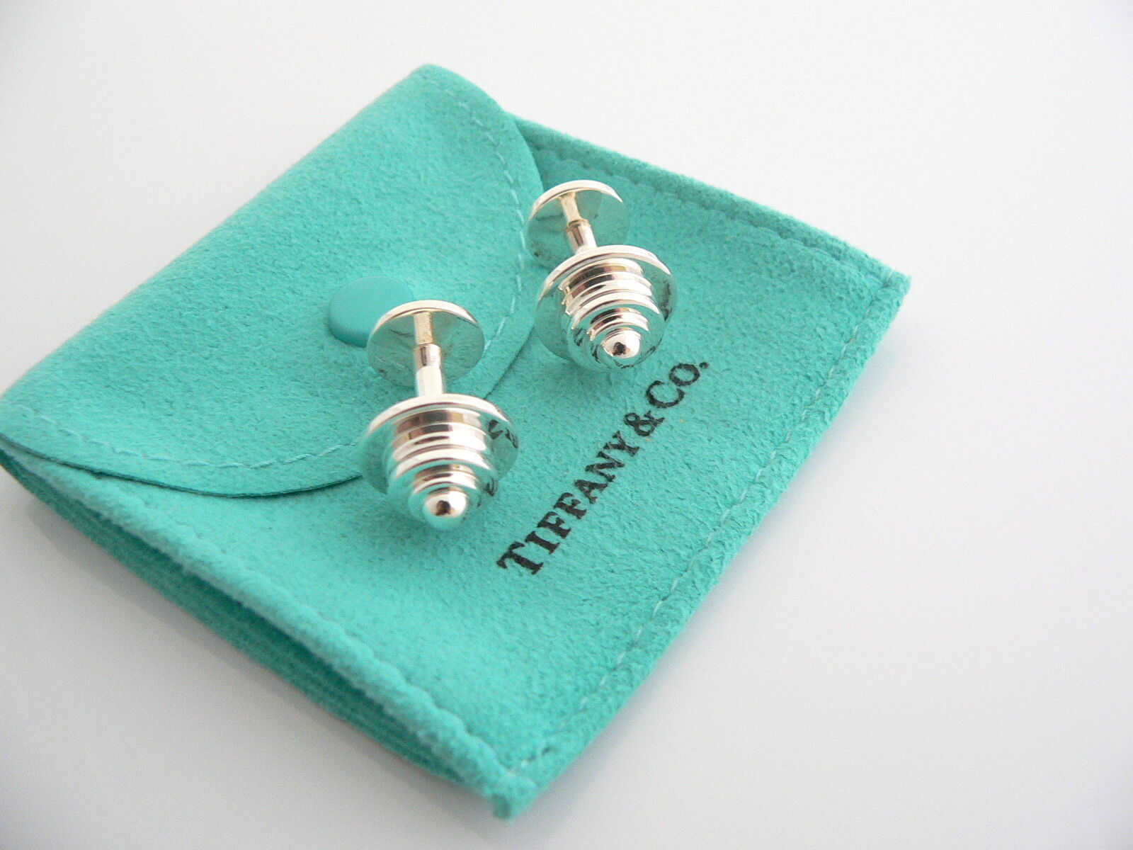 Tiffany & Co Silver Picasso Tiered Round Cuff Link Cufflink Cuff Links Gift Love