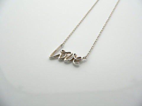 Tiffany & Co Silver Picasso Love Necklace Pendant Charm 17 Inch Chain Word Gift
