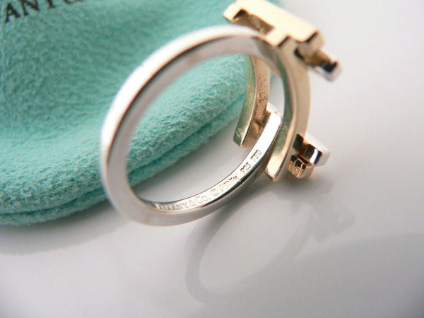 Tiffany & Co Frank Gehry Axis Ring Silver 18K Gold Band Sz 6 Gift Pouch Love Art