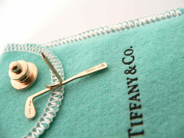 Tiffany & Co 14K Golf Club Tie Tack Clip Rare Gift Pouch Sports Lover