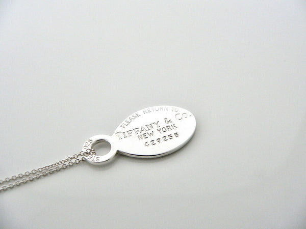 Tiffany & Co Return Oval Tag Necklace Charm Pendant Chain Silver Gift Love Rare