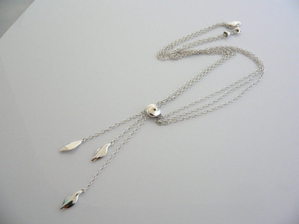 Tiffany & Co Leaf Dangle Necklace Pendant Chain Nature Lover Gift Pouch T and Co