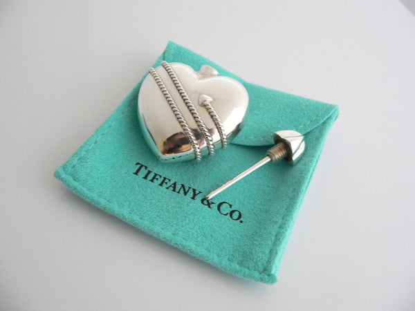 Tiffany & Co Silver Heart Arrow Perfume Bottle Container Case Rare Gift Pouch