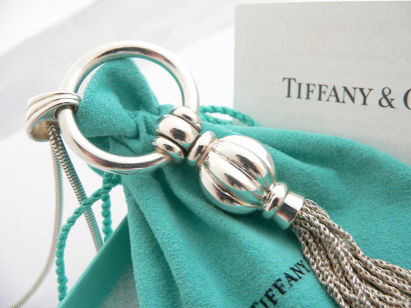 Tiffany & Co Silver Tassel Dangle Dangling Necklace Pendant 23.9 In Chain Gift