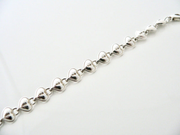 Tiffany & Co Heart Key Hole Link Links Bracelet Bangle Chain Silver 7.5 Inch Art