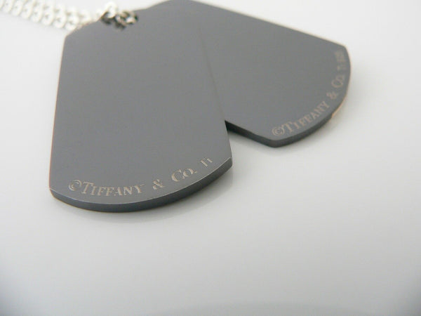 Tiffany & Co Silver Titanium Dog Tag Necklace Pendant Charm Gift Love 20 Inch