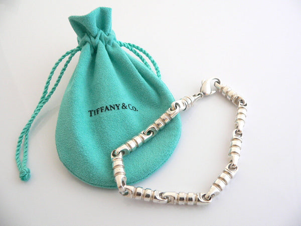 Tiffany & Co Link Bracelet Picasso Groove 8 Inch Chain Love Gift Pouch T and Co