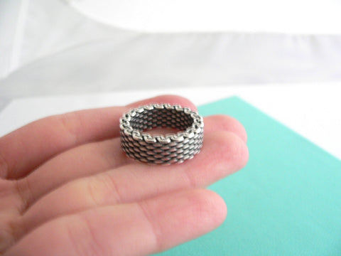 Tiffany & Co Sterling Silver Oxidized Mesh Stacking Ring Band Sz 6 Mint Gift