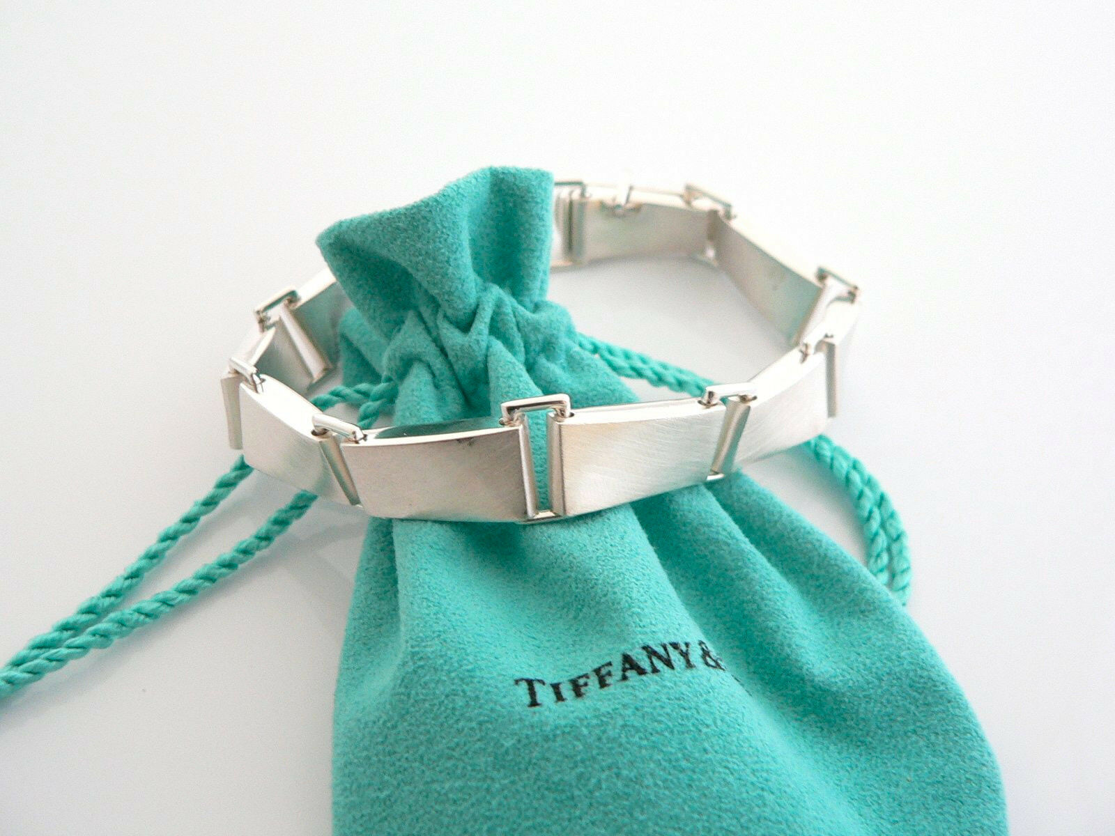 Tiffany & Co Silver Gehry Torque Link Bracelet Bangle 8.5 Inch Chain Gift Pouch