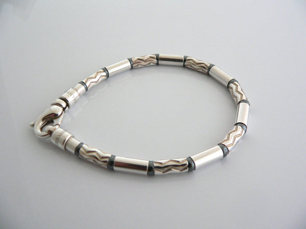 Tiffany & Co Silver Hematite Carved Bead Bracelet Bangle Rare Gift Cool Love