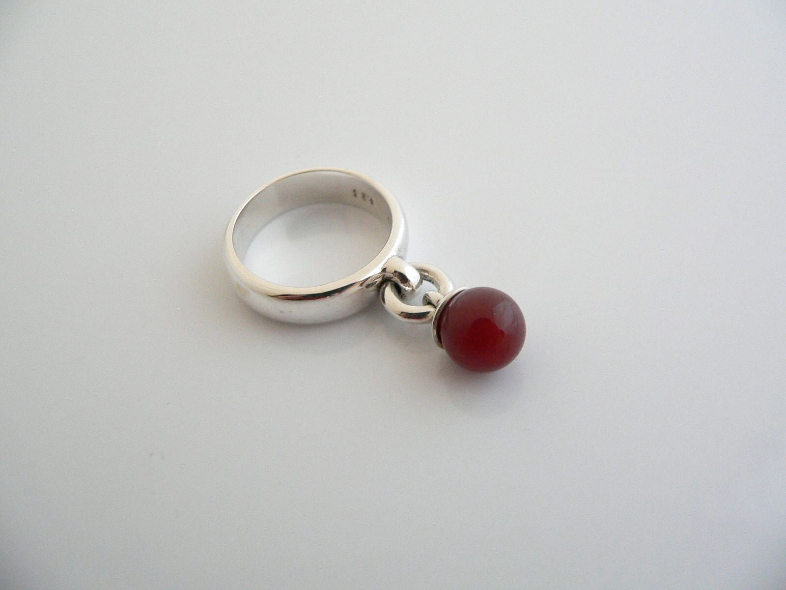 Tiffany & Co Silver Carnelian Fascination Dangling Dangle Ring Band Sz 6.25 Gift