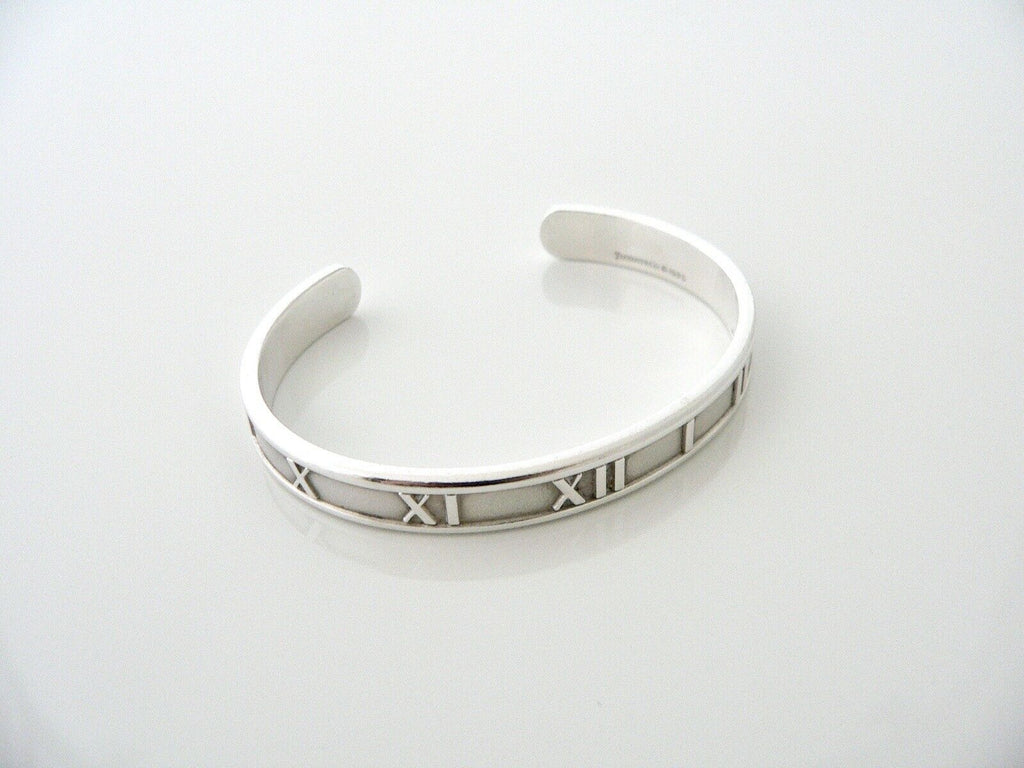 Tiffany & Co. Atlas Roman Numeral Sterling Silver Open Cuff Bracelet