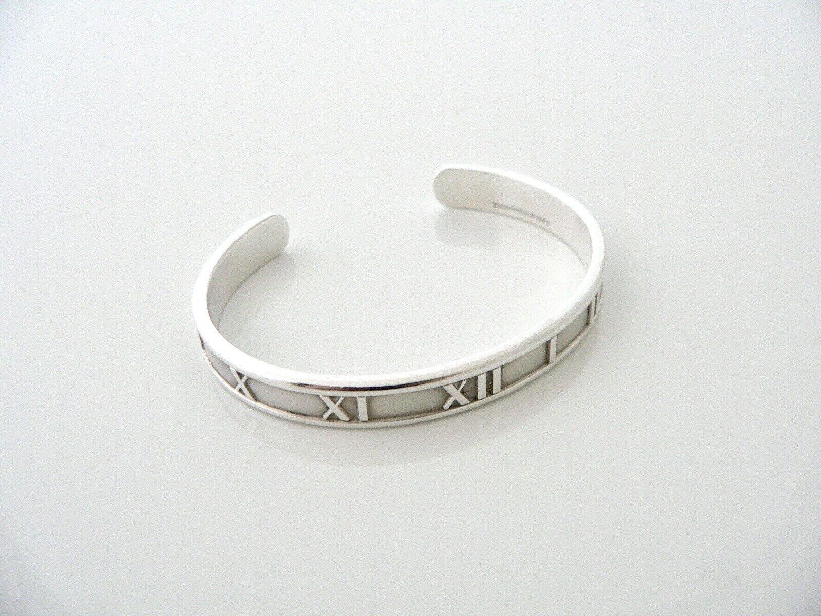 Tiffany & Co Silver Atlas Roman Numeral Cuff Bracelet Bangle Gift Love Statement