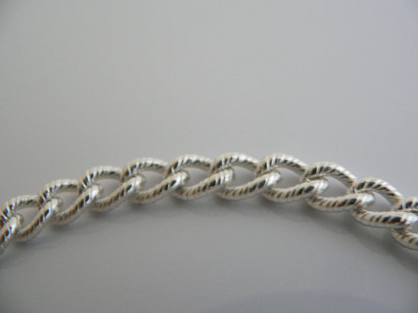 Tiffany & Co Silver Textured Link Bracelet Bangle Cable Chain Gift Love 7.5 Inch