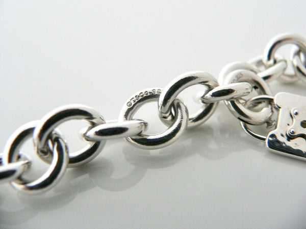 Tiffany & Co Key Keyhole Padlock Bracelet Charm Chain Silver Pouch Clasp 7.25 In