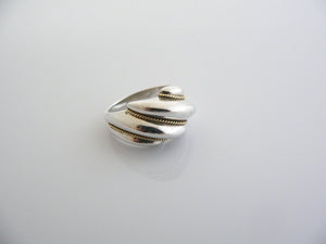 Tiffany & Co Silver 18K Gold Shrimp Twist Ring Band Sz 5 Rare Statement Love