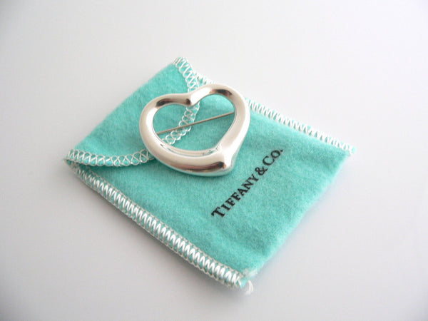 Tiffany & Co Silver Peretti Large 1.5 Inch Open Heart Brooch Pin Gift Love