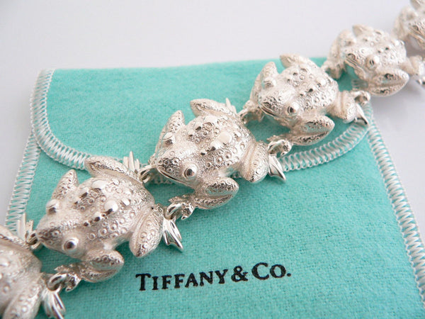 Tiffany & Co Frog Bracelet Silver Nature Link Bangle Clasp Love Gift Pouch Art