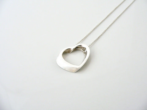 Tiffany & Co Silver Heart Necklace Pendant Charm Chain Modern Geometric Gift