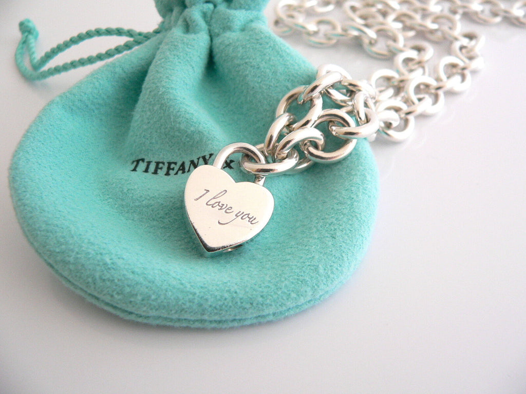 Tiffany & Co Silver I Love You Heart Padlock Lock Necklace