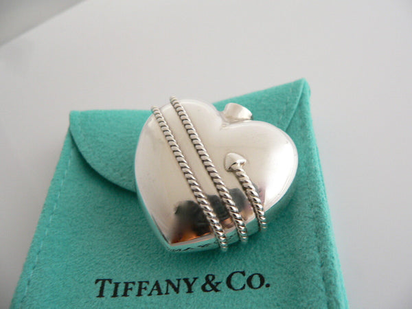 Tiffany & Co Silver Heart Arrow Perfume Bottle Container Case Rare Gift Pouch