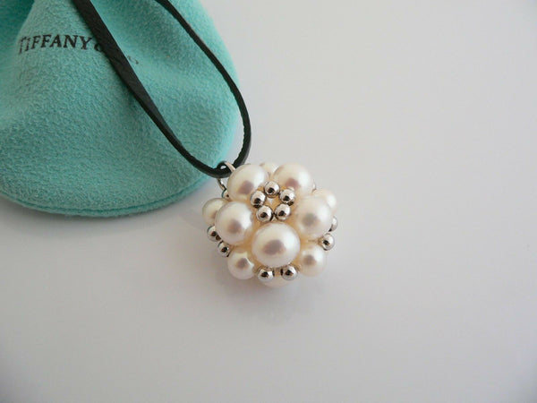 Iridesse Tiffany & Co Silver Pearl Cluster Necklace Pendant Extendable Gift Love