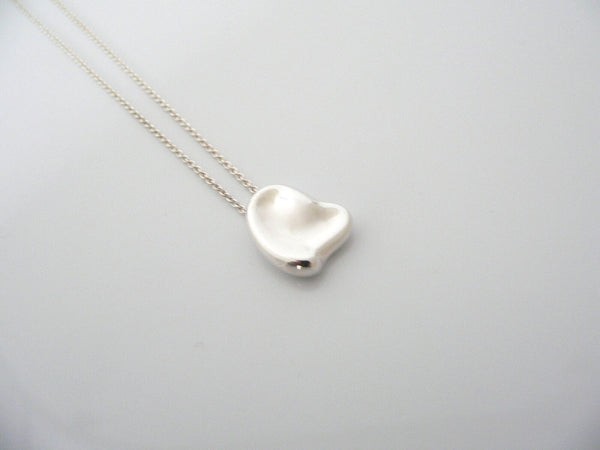 Tiffany & Co Silver Peretti Medium Full Heart Necklace Pendant Chain Gift Love