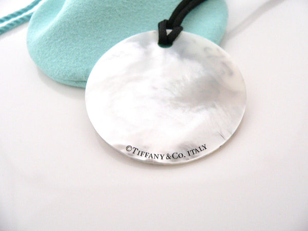 Tiffany & Co Mother of Pearl Necklace Notes Round Circle Pendant Love Gift Pouch
