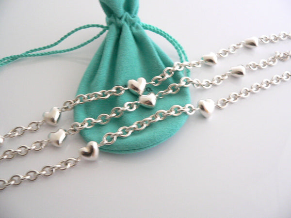 Tiffany & Co Silver Heart Link Toggle Necklace Link Chain Gift Pouch Love Box