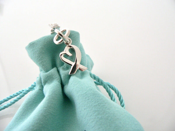 Tiffany & Co Silver Loving Heart Dangle Dangling Earrings Rare Gift Pouch Love