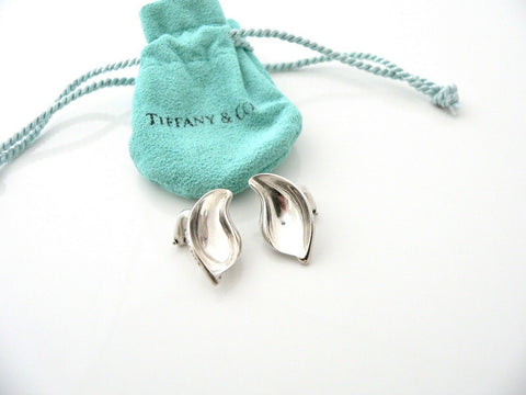 Tiffany & Co Leaf Earrings Nature Clip On Studs Silver Gift Pouch Peretti Love