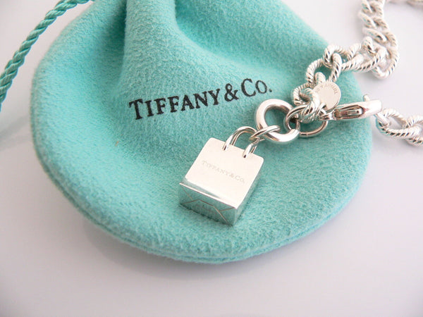 Tiffany & Co Silver Shopping Bag Bracelet Cable Link 7.5 Inch Jewelry Gift 925