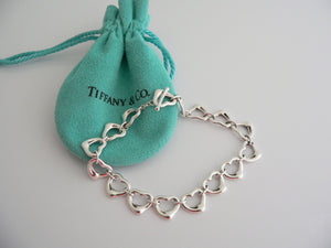 Tiffany & Co Silver Open Heart Link Bracelet Bangle Gift Love Pouch