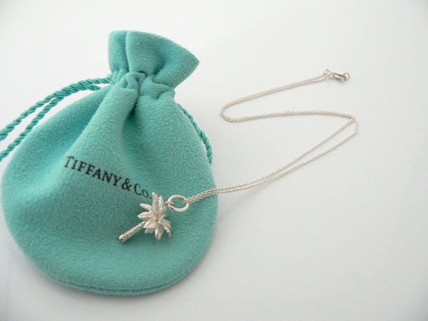 Tiffany & Co Silver Palm Tree Necklace Pendant Charm Nature Summer Gift Pouch