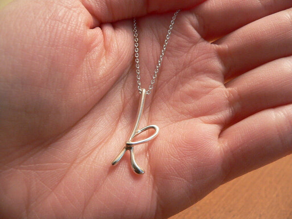 Tiffany & Co Silver Peretti Alphabet K Necklace Pendant Charm Chain Gift Love